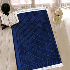 Luxury Handmade Anti-Slip Velvet Prayer Mat Blue