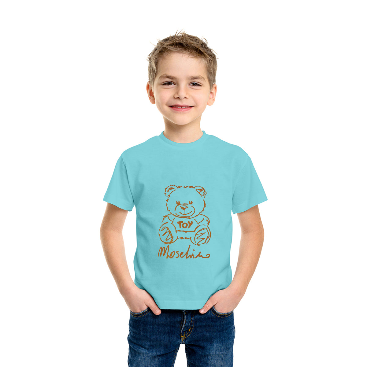 Kids Digital Printed Pure Cotton T-shirts B/S Blue