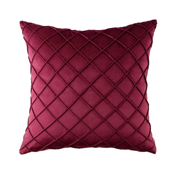 PACK OF 2  MAROON VELVET CROSS PLEATED CUSHION COVER