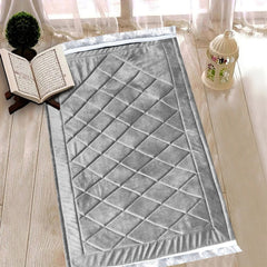 Luxury Handmade Anti-Slip Velvet Prayer Mat Grey