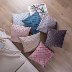 PACK OF 2 WHITE VELVET CROSS PLEATED CUSHION COVER