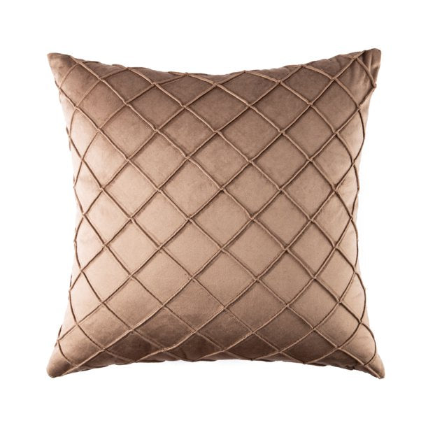 PACK OF 2 BROWN VELVET CROSS PLEATED CUSHION COVER
