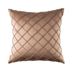 PACK OF 2 BROWN VELVET CROSS PLEATED CUSHION COVER