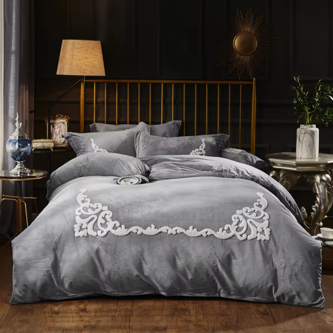 Premium Velvet Embrioded Bedding Set