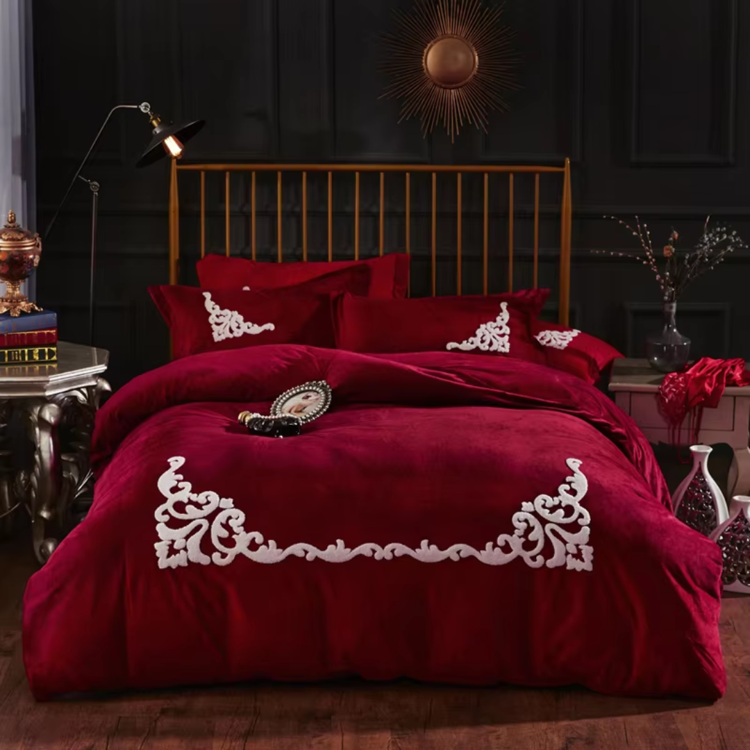 Premium Velvet Embrioded Bedding Set