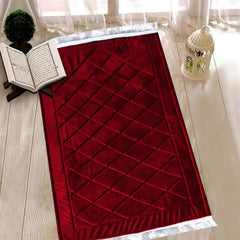 Luxury Handmade Anti-Slip Velvet Prayer Mat Maroon