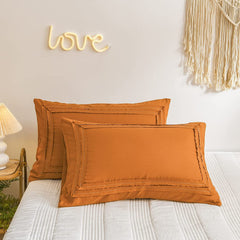 Mustard Ruched Lace Duvet Cover Set  8-pcs King Size