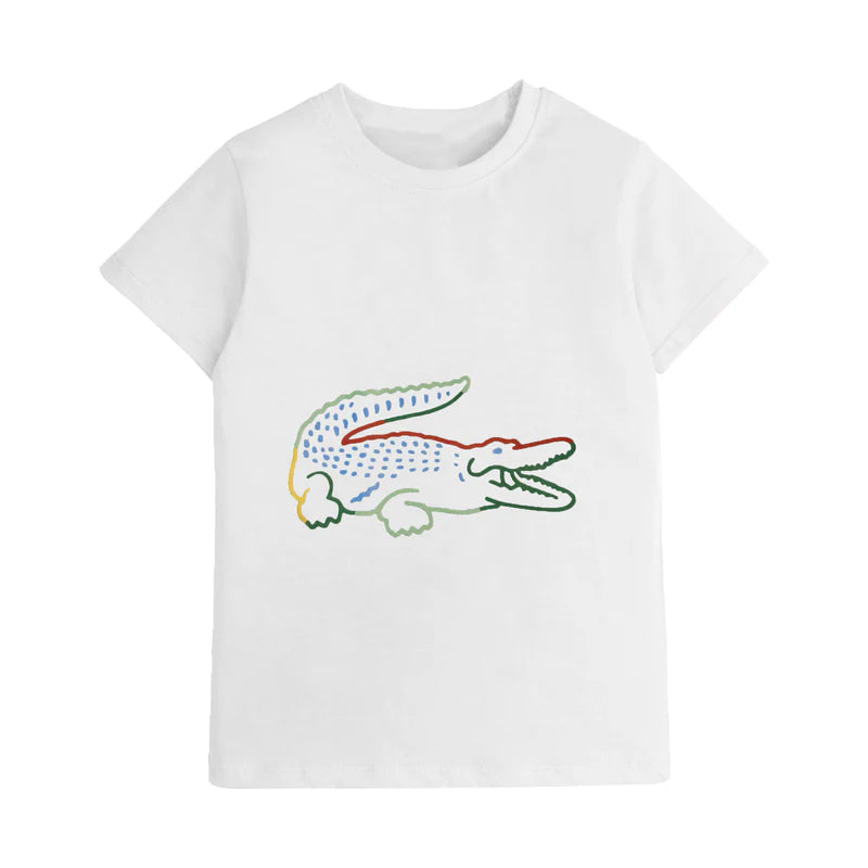 Kids Digital Printed Pure Cotton T-shirts B/S White