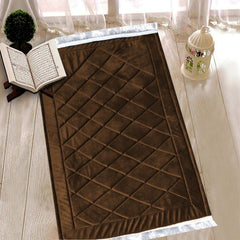 Luxury Handmade Anti-Slip Velvet Prayer Mat Dark Brown