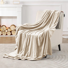 FLUFFY MINK FLEECE THROW BLANKET-OFF White
