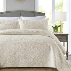 Cream Ultrsasonic QUILTED BEDSPREAD SET