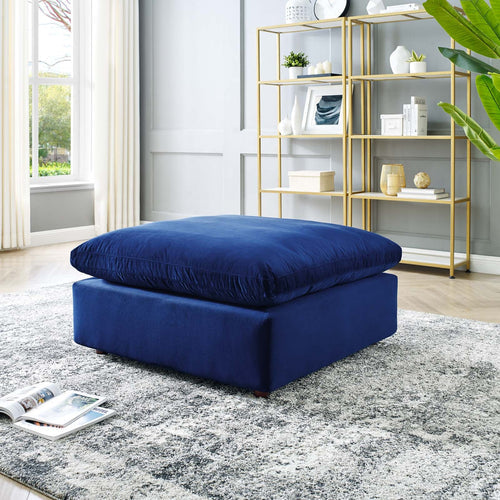 Luxury Filled Overstuffed Velvet Ottoman
