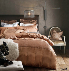 12 Pcs. Light Brown Bridal Set (With Quilt Filling)- King Size