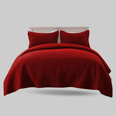 Embossed design soft Microfiber Bedspread-King size-Maroon