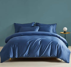 6 Pieces  Silk Duvet Set Blue