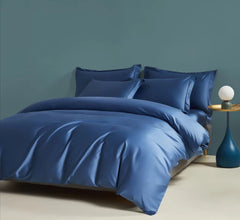 6 Pc's Premium Satin Hotel Blue  Duvet Set
