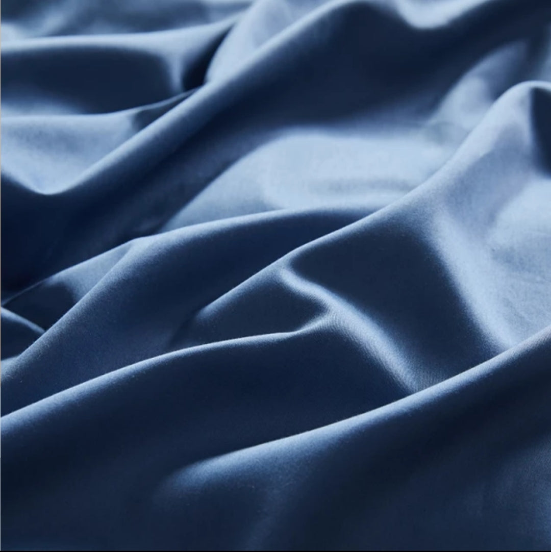 6 Pc's Premium Satin Hotel Blue  Duvet Set