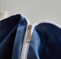 6 Pieces  Silk Duvet Set Blue