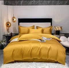 6 Pieces Silk Duvet Set Yellow