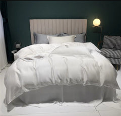 6 Pieces Silk Duvet Set White