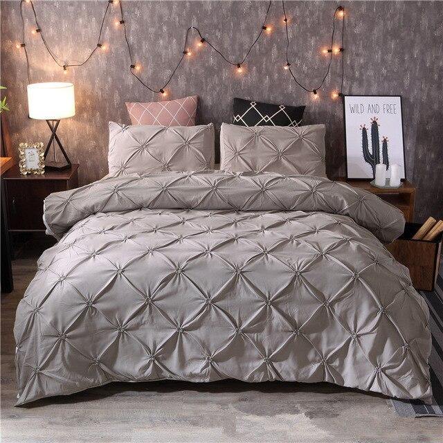 3 Pcs Pintuck Diamond Duvet Set Beige