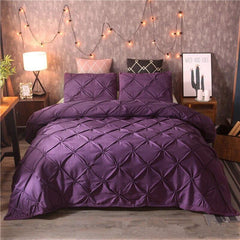 3 Pcs Pintuck Diamond Duvet Set Purple