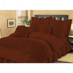 8 Pcs Embellished Comforter Set-Brown