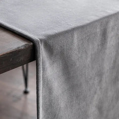 Luxury Velvet Plain Table Runner set - Light Grey