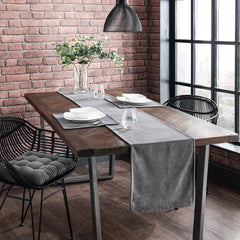 Luxury Velvet Plain Table Runner set - Light Grey