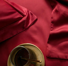 6 Pieces Silk Duvet Set Red