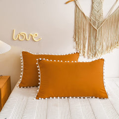 6 pieces pom pom duvet set Mustard