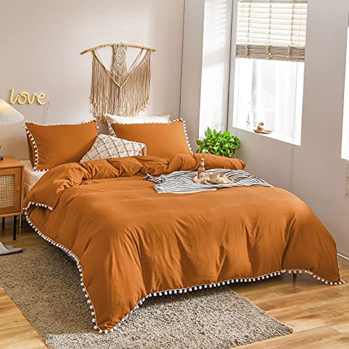 6 pieces pom pom duvet set Mustard