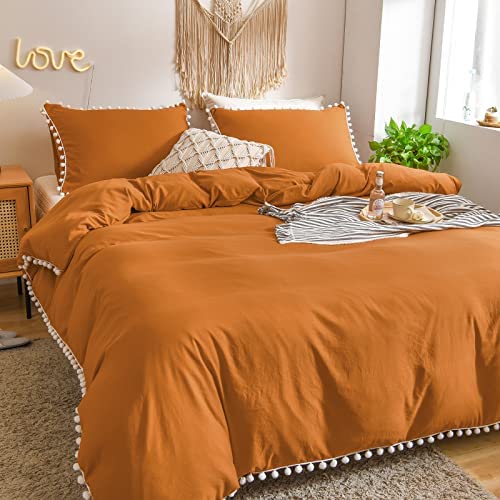 6 pieces pom pom duvet set Mustard