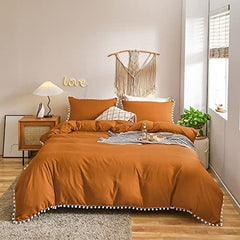 6 pieces pom pom duvet set Mustard