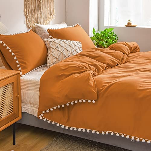 6 pieces pom pom duvet set Mustard