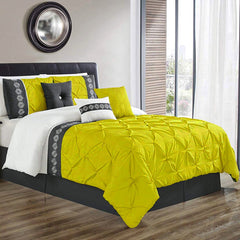 Embroidered Pintuck Duvet 8 pieces Mustard