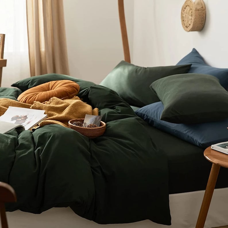 Brata Stich Embroidery Duvet Set - Green