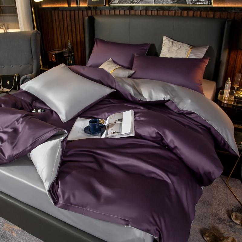 Brata Stich Embroidery Duvet Set - Purple and Grey
