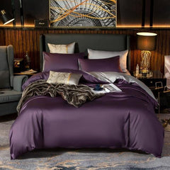 Brata Stich Embroidery Duvet Set - Purple and Grey