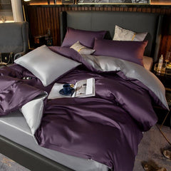 Brata Stich Embroidery Duvet Set - Purple and Grey