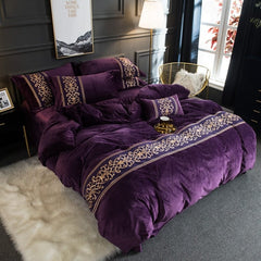 Brooklyn Velvet Royal Duvet Cover & Shams - Purple