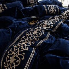Brooklyn Velvet Royal Duvet Cover & Shams - Blue
