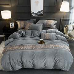Brooklyn Velvet Royal Duvet Cover & Shams - Grey