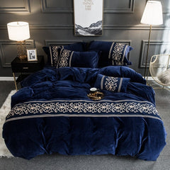 Brooklyn Velvet Royal Duvet Cover & Shams - Blue