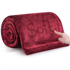 FLUFFY MINK FLEECE THROW BLANKET-Maroon