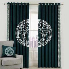 LUXURY VELVET CURTAIN (Green/ white)