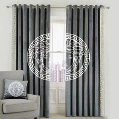 LUXURY VELVET CURTAIN (GREY/ White)