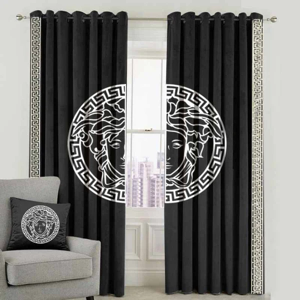 LUXURY VELVET CURTAIN (Black/ White)