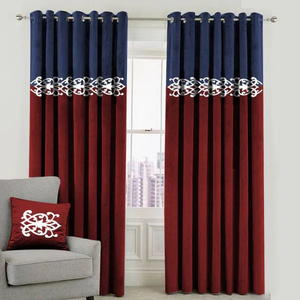 2 Pc Double Tone Premium Velvet Luxury Curtains