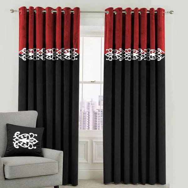 2 Pc Double Tone Premium Velvet Luxury Curtains
